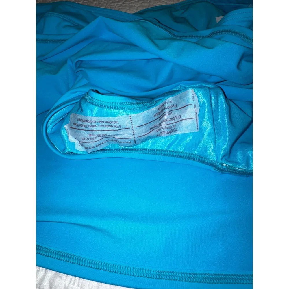 Lands End Women Turquoise Blue Swim Skirt Built-in Brief Size 18 Lycra Xtra Life